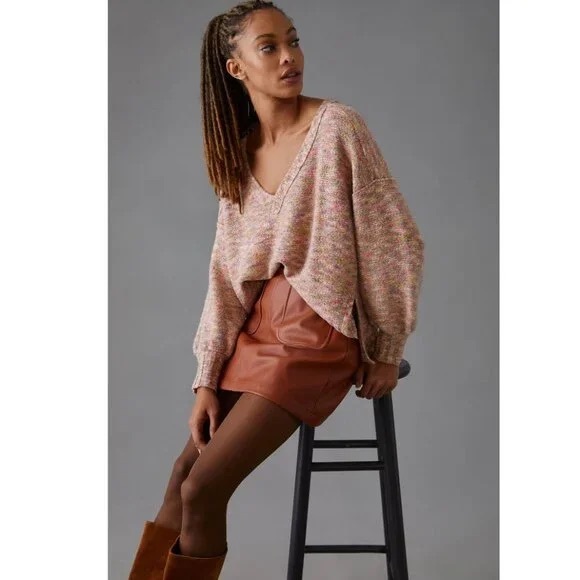 Pilcro Anthropologie Deep V-Neck Oversized Sweater - Picture 1 of 8